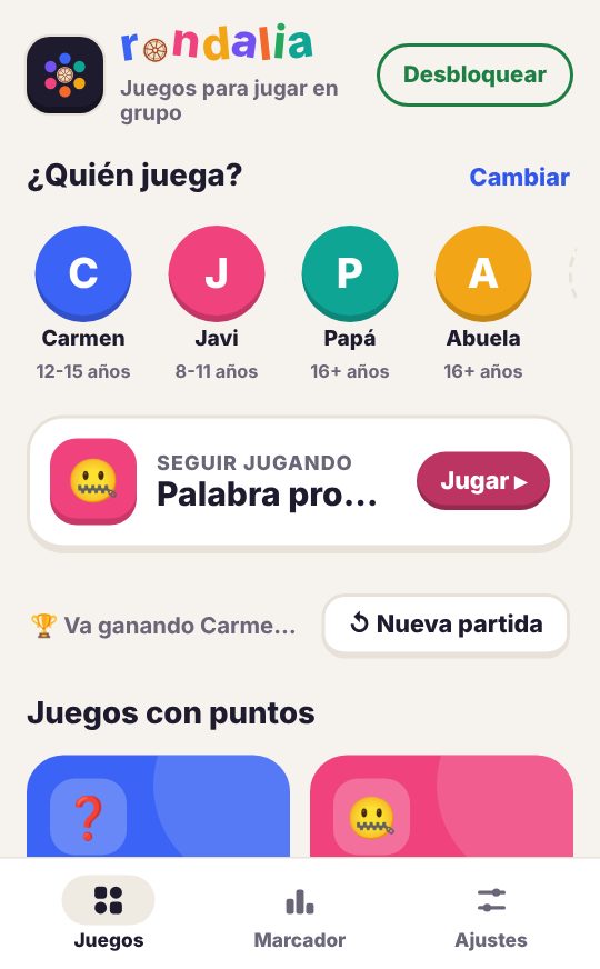 Pantalla de inicio de Rondalia
